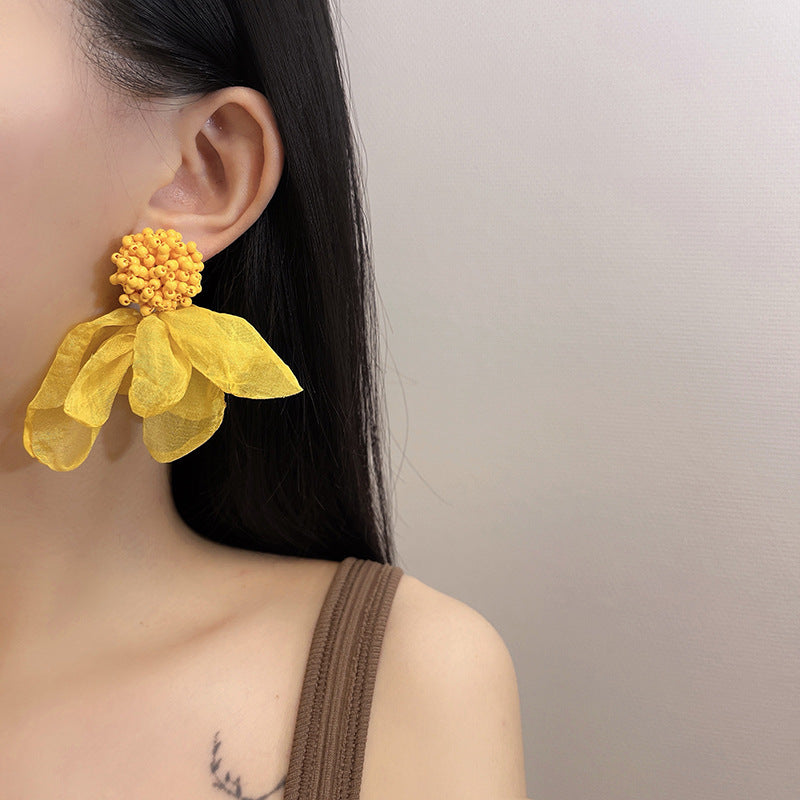 Blumen Gelbe Vintage Taste Fairy Übertriebene Ohrringe