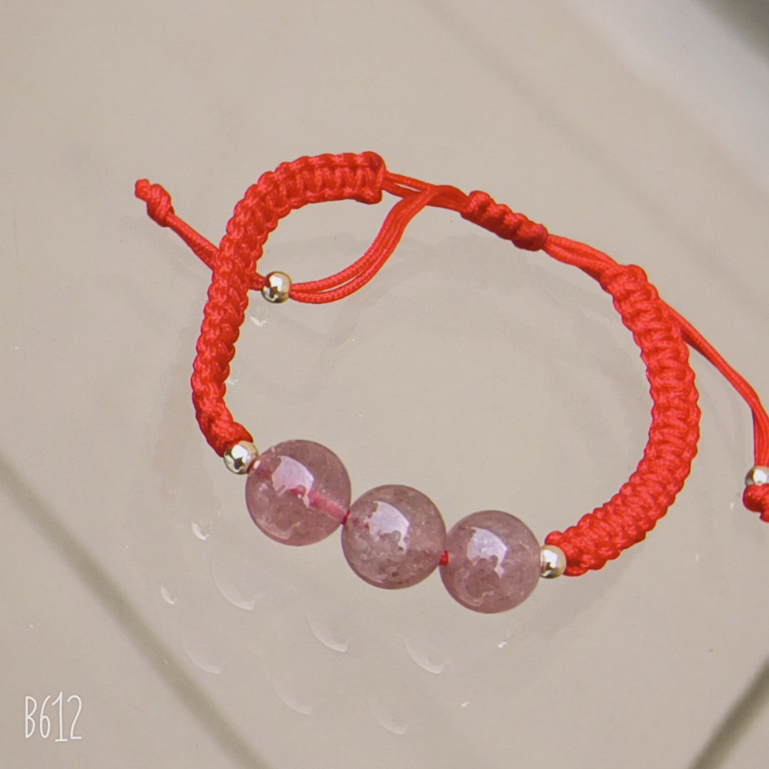 Fußkettchen aus rotem Seil aus Kristalljade, zwei Armbänder