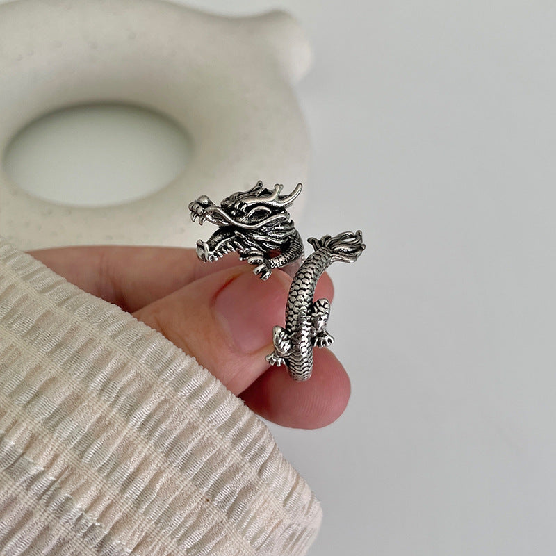 Men's Personality Retro Dragon Pattern Exaggerated Jewelry Hip Hop Rings
