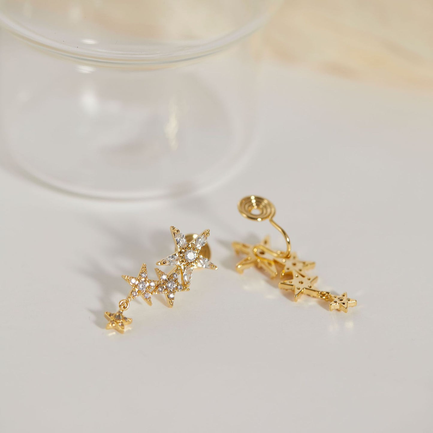 Refined Zircon Asterism Niche Diamond Twinkling Elegant Ear Earrings