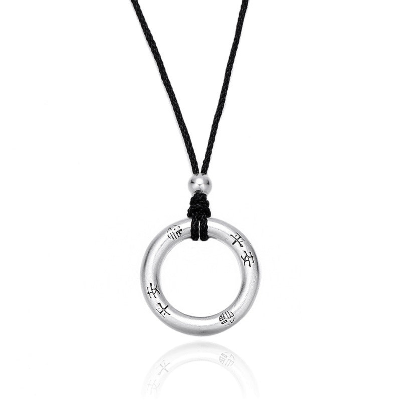 Colliers avec pendentif An Fu en argent pur, boucle de paix
