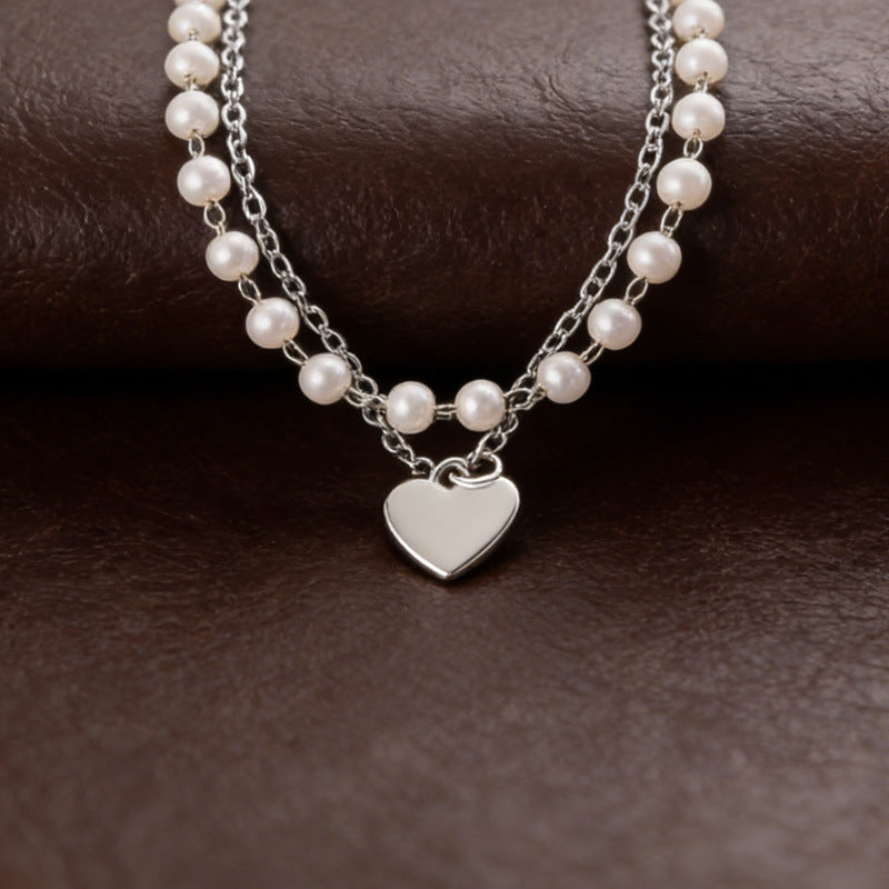 Women's Chain Style Simple Pearl Heart Alloy Bracelets