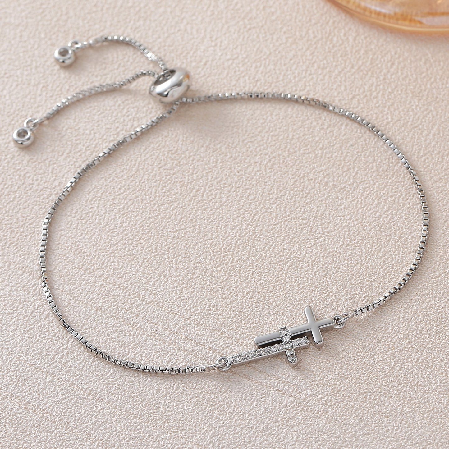 Gold Double Cross Fashion Simple Adjustable Bracelet