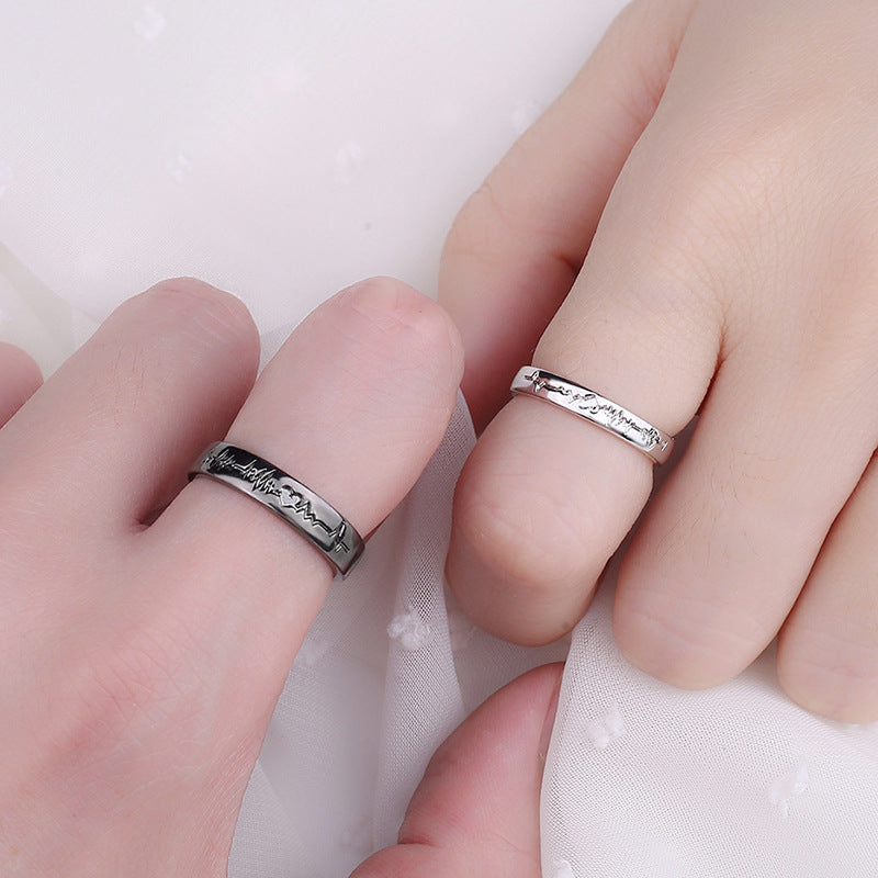 Women's & Men's & Black And White Ecg Open Rings