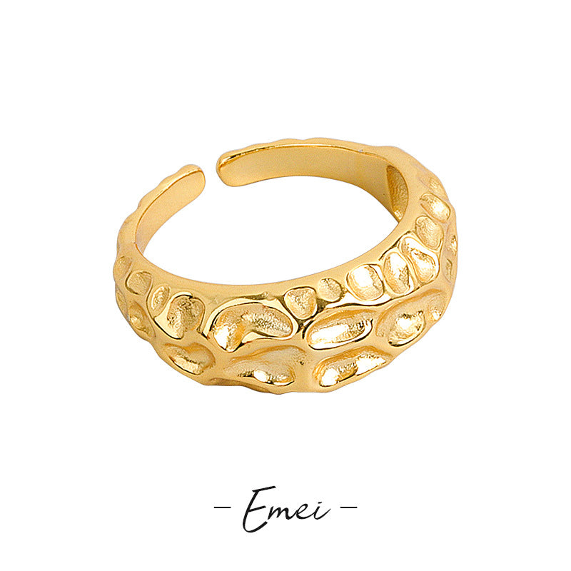 Korean Style Niche Irregular Tin Foil Texture Rings