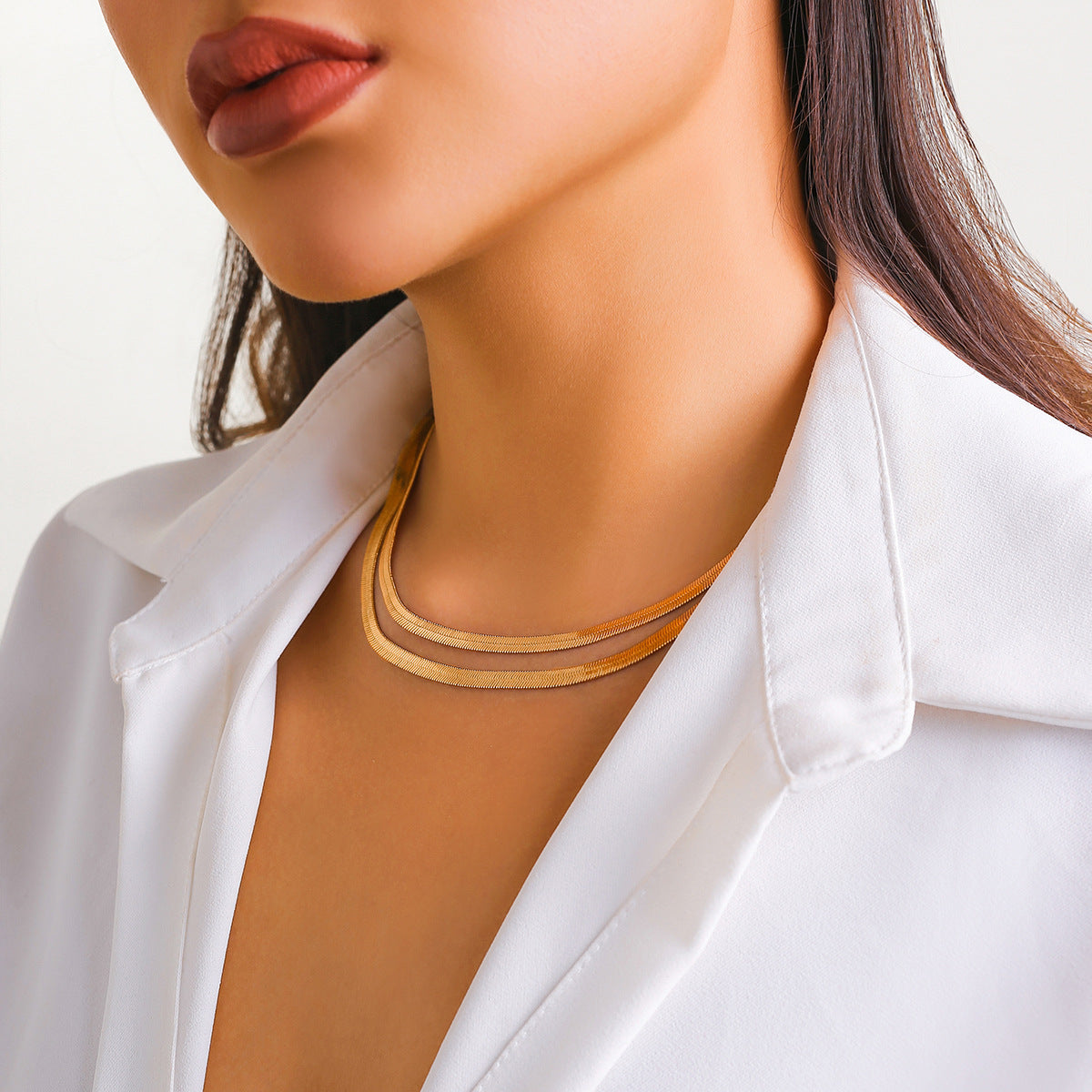 Colliers français en os de serpent pour femmes, chaîne de clavicule en houblon