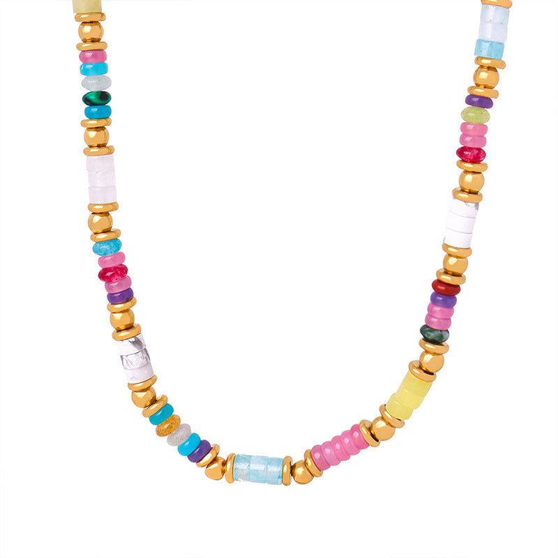 Personalized Niche Design Mixed Color Natural Stone Necklaces