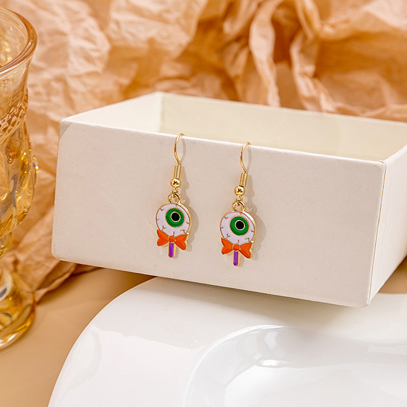 Halloween Bat Pumpkin Funny Horror Skull Eye Beads Earrings