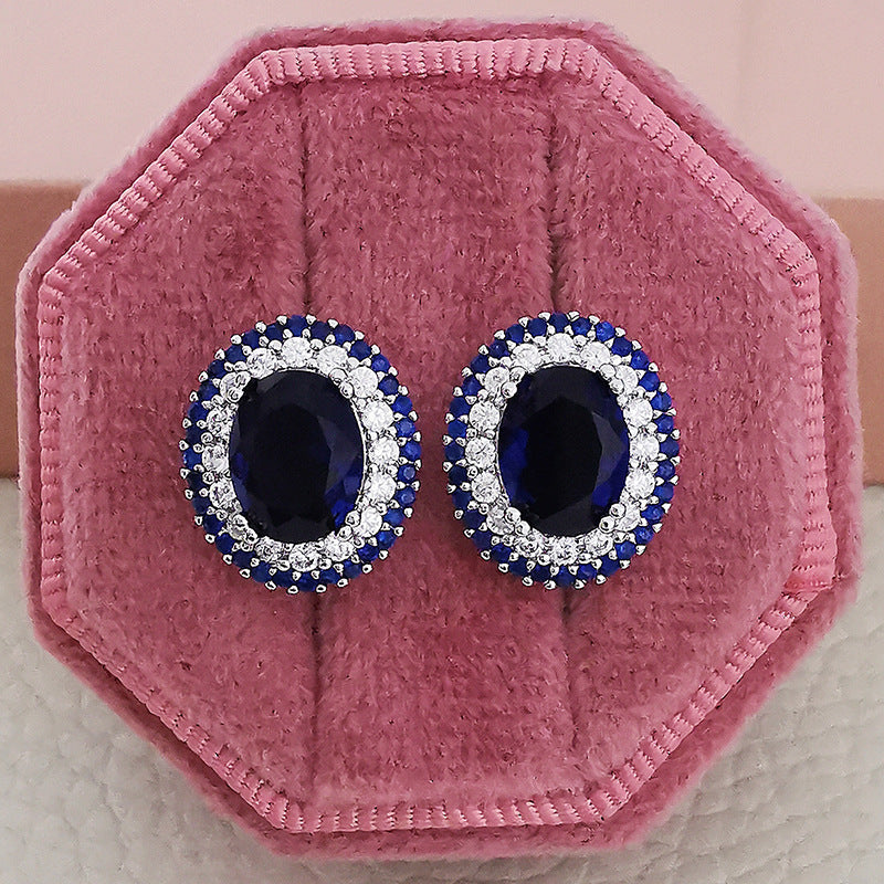 Casual Versatile Zircon Ornament Inlaid Sapphire Earrings