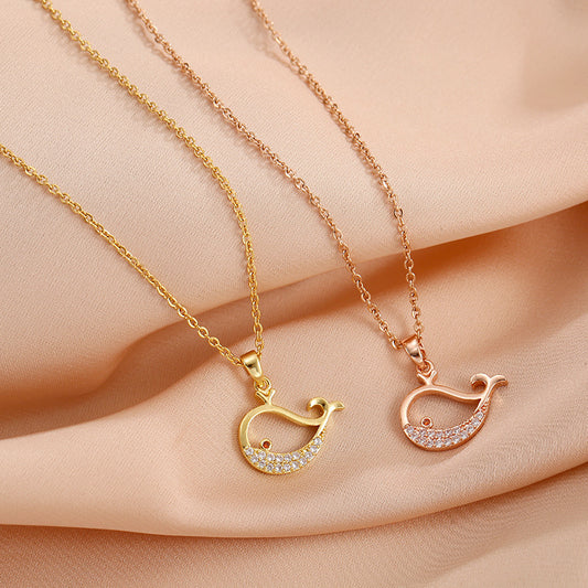 Women's Dancing Whale Titanium Steel Fresh And Necklaces