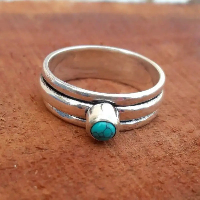 Shi Jewelry Round Imitation Opal Retro Rings