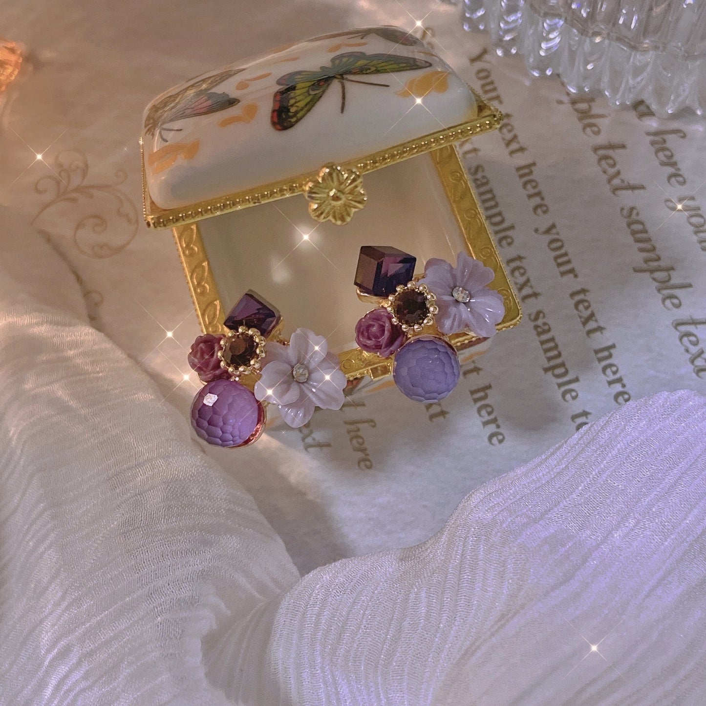 Moon Ito Lila Sanfte Retro-Elegante Ohrringe