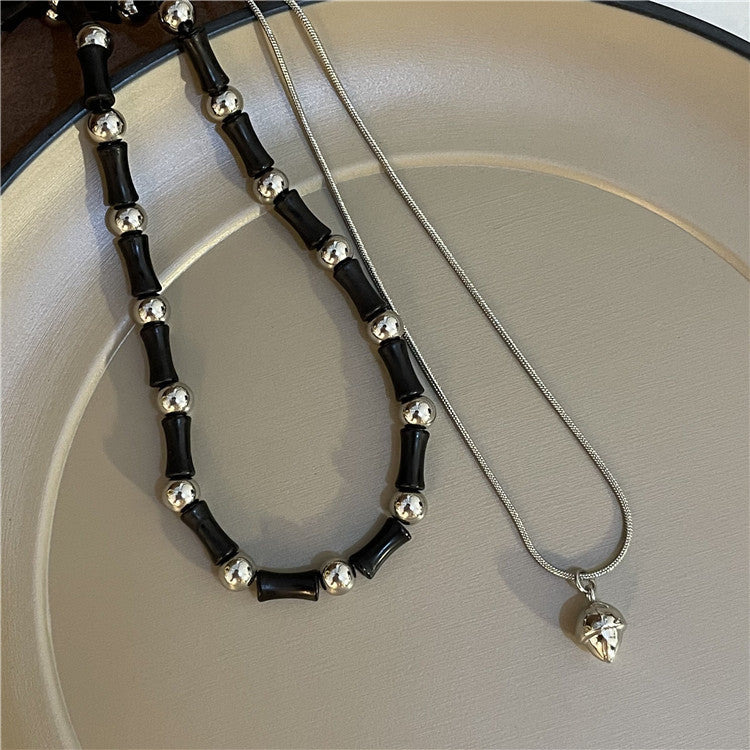 Pendentif fait à la main pour femme, Niche rétro, colliers de clavicule en bambou