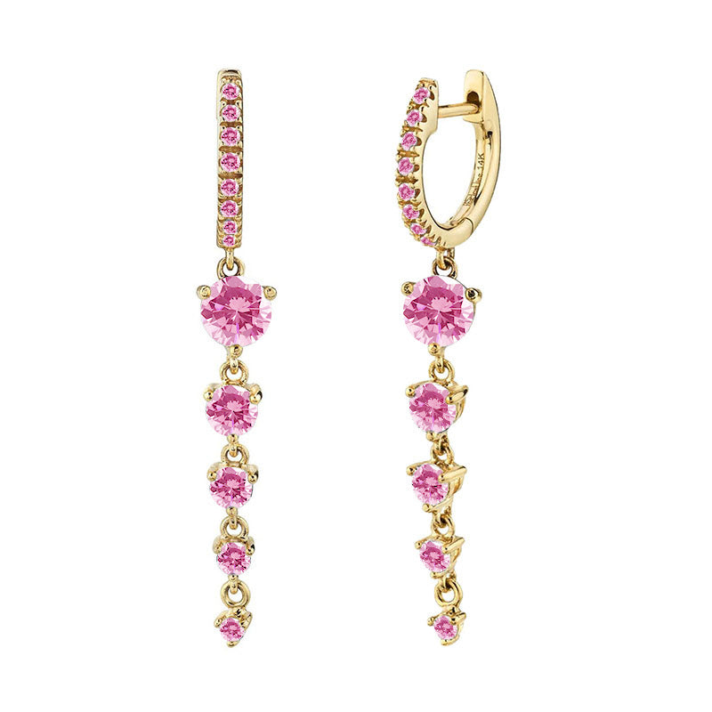 Women's Sier Needle Fashion Geometry Pattern Personalized Long Simple Tassel Round Earrings