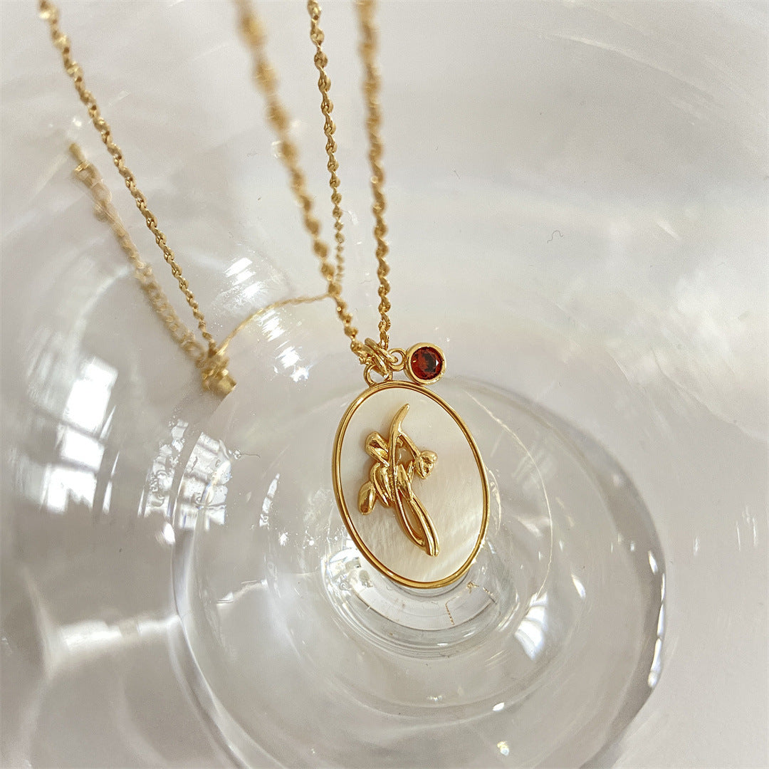 Colliers à pendentif en coquillage ovale tridimensionnel, fleur de décembre pour cheveux