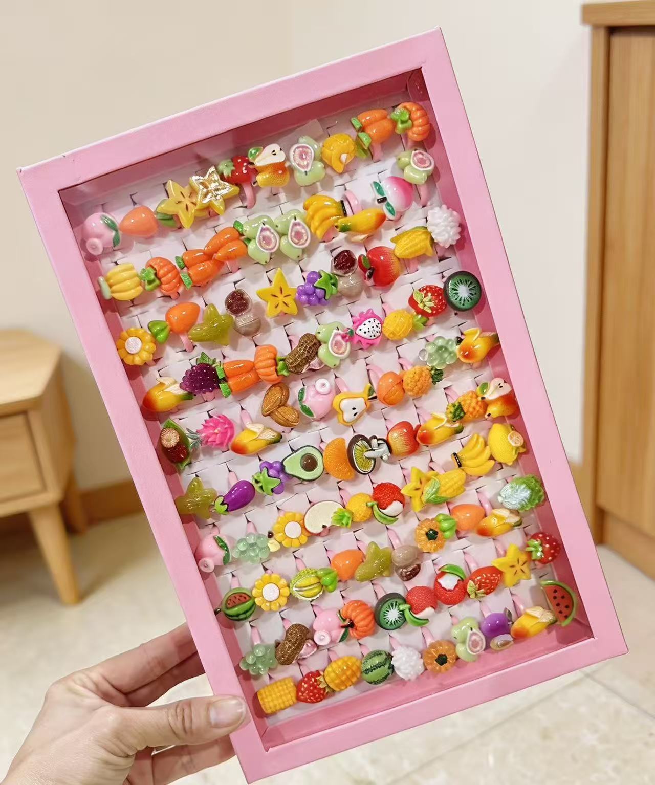 Children's Boxed Open Frosted Plastic Birthday Gift Ring