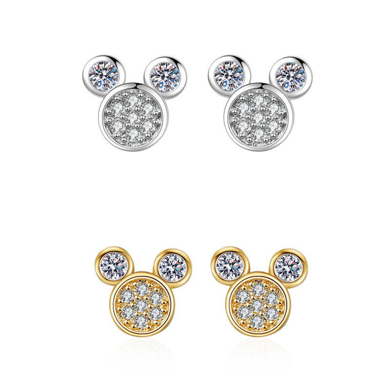 Zircon Niche Design Super Flash Hollow Mickey Earrings