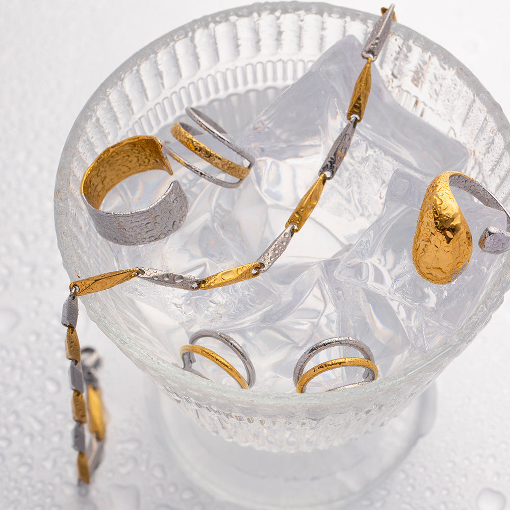 Women's Geometric Titanium Steel Gold And Sier Earrings