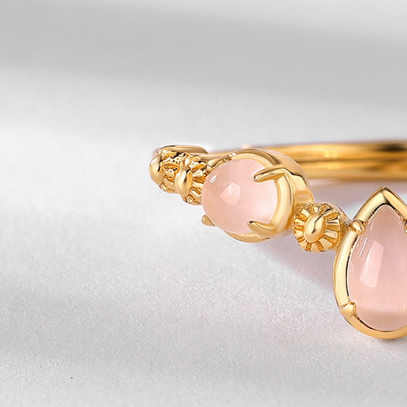 Simple Geometric Drop-shaped Synthetic Opal Sterling Rings