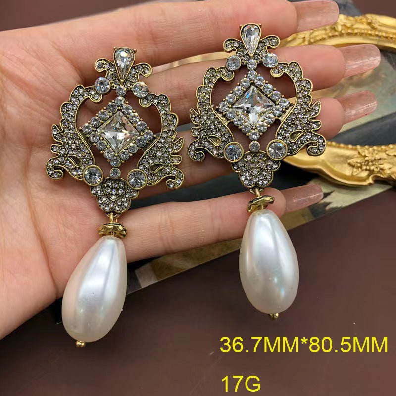 Inlaid Jewel Diamond Water Drop Pendant Necklaces