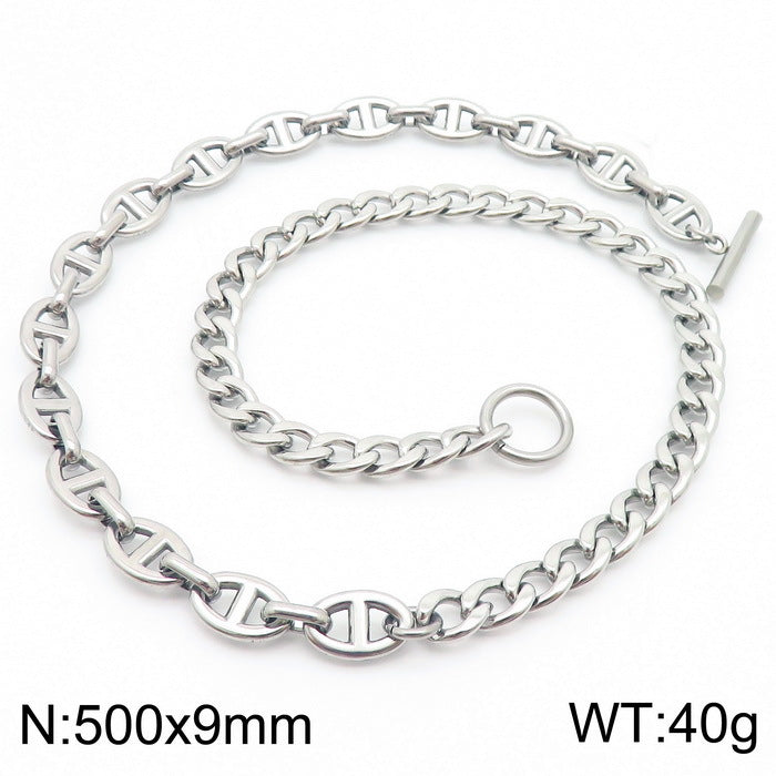 Men's Fashion Trendy Patchwork Double Color Chain Figaro Jewelry Set
