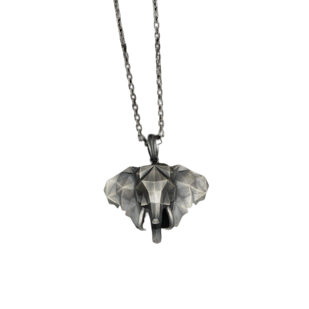 Men's Pure Tin Elephant Retro Pendant Animal Necklaces