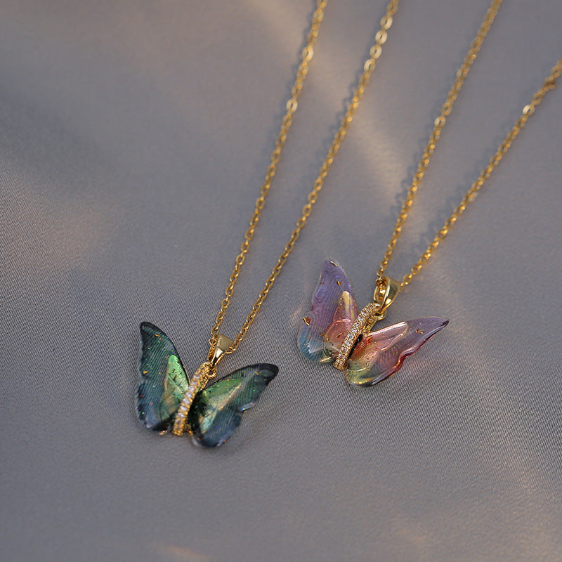Colliers élégants et simples papillon de couleur de rêve dégradé de Zircon