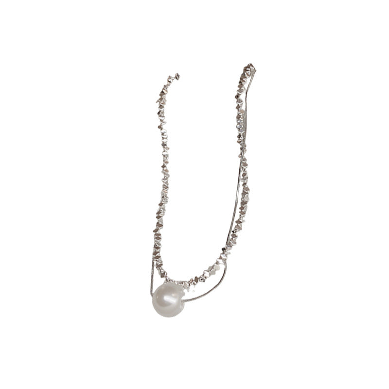 Colliers de clavicule simples de mode de luxe abordable de perle de Sier pour femmes