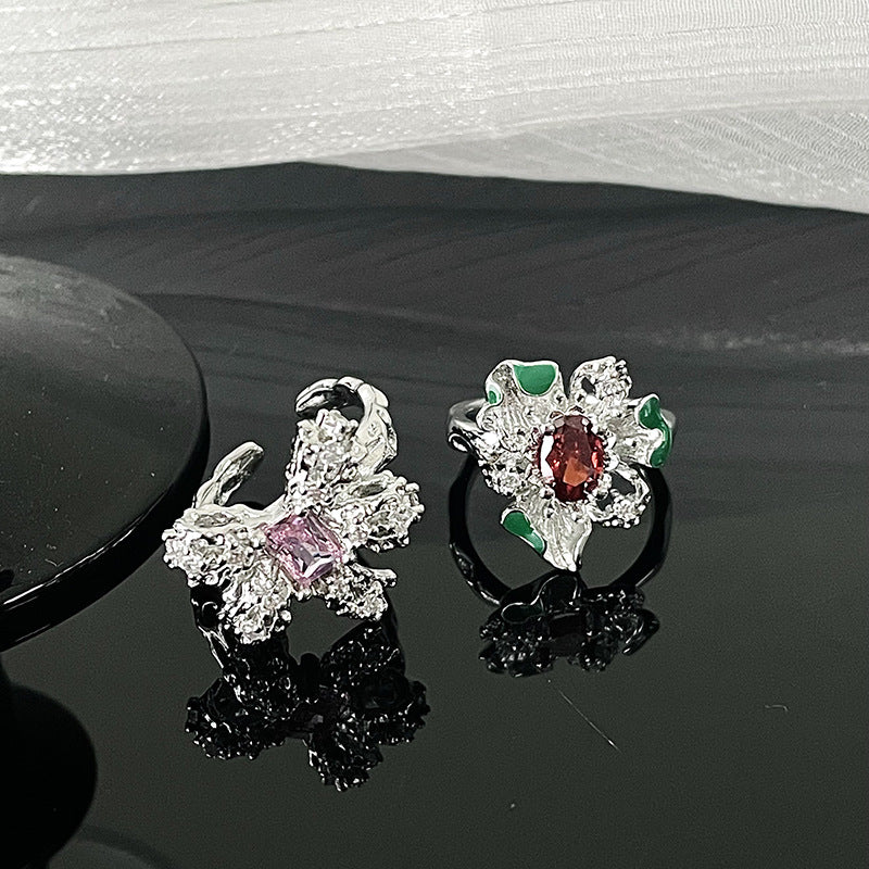 Zircon Personality Affordable Luxury Flower High Sense Rings