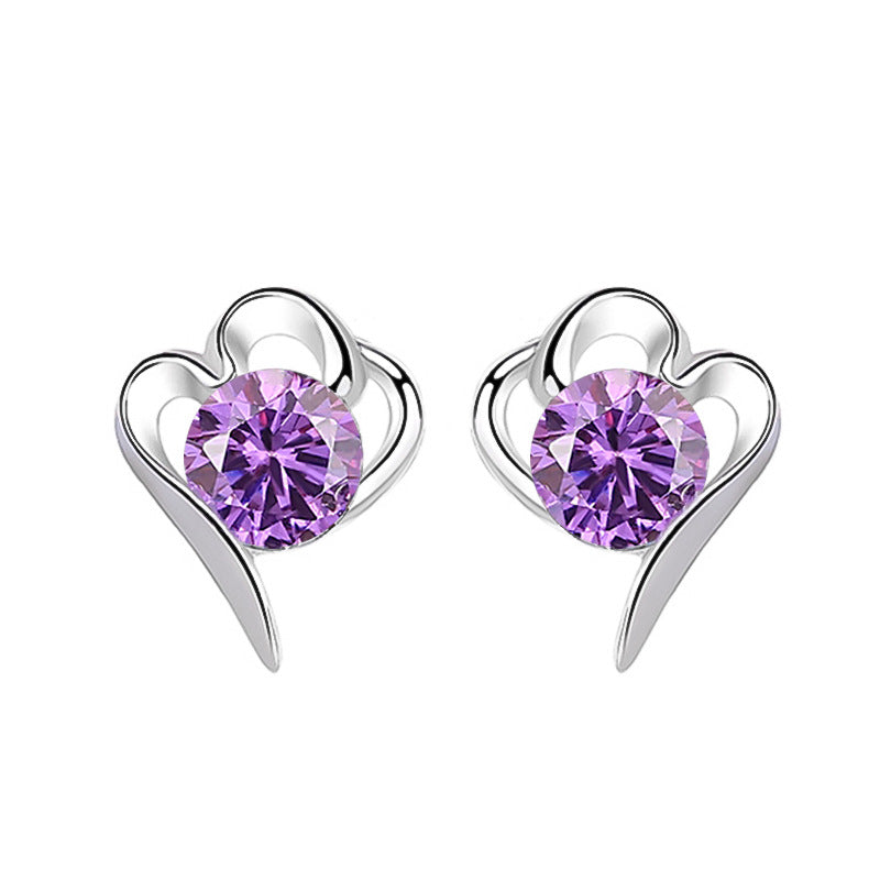 Women's Sier Love Heart Fresh Heart-shaped Niche Sweet Earrings