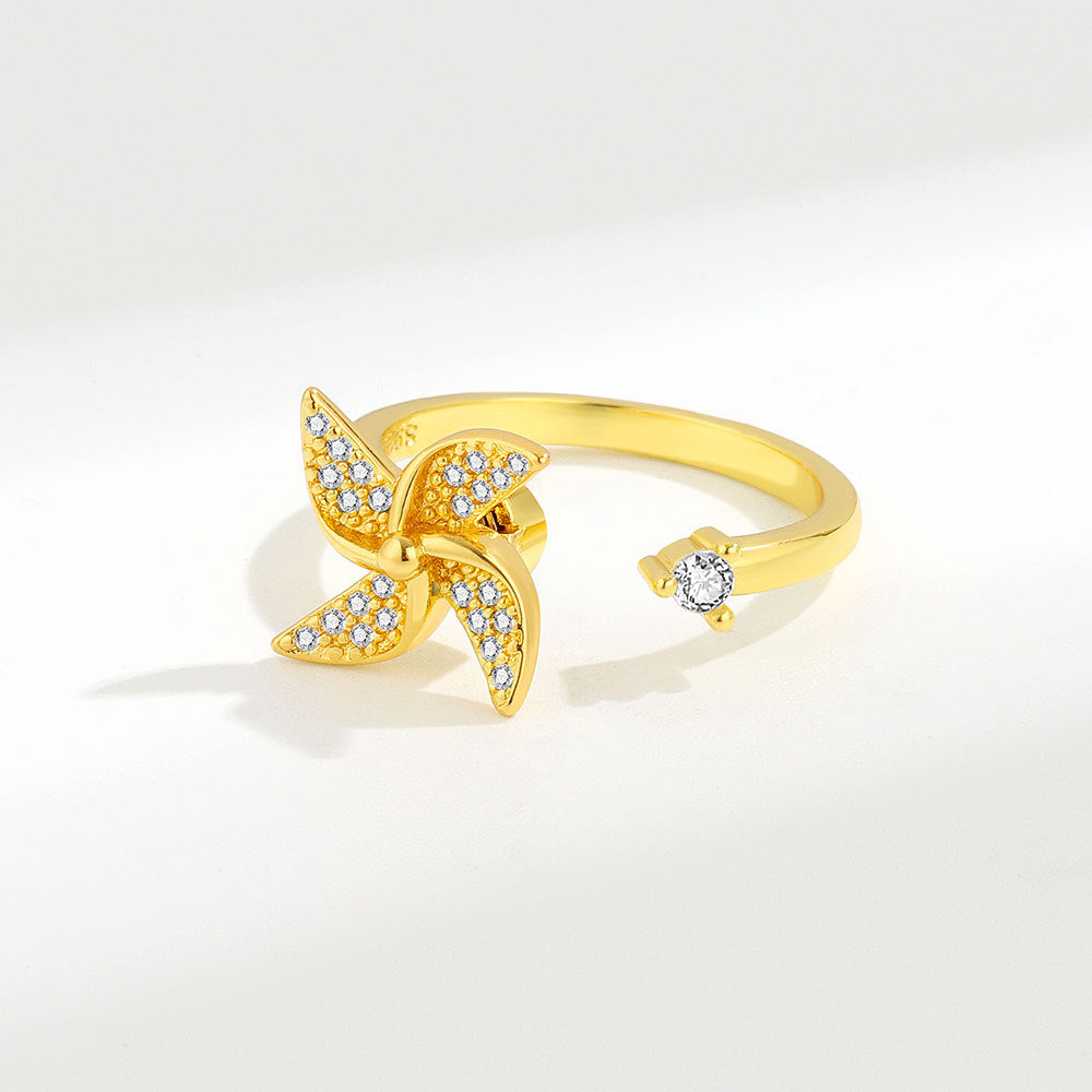 Windmill Opening Adjustable Index Finger Fashion Graceful Personality Light Rings