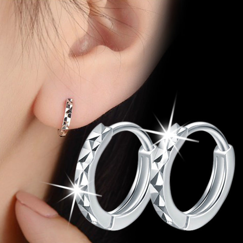Women's Plated Imitation Sier Beige Word Flower Earrings