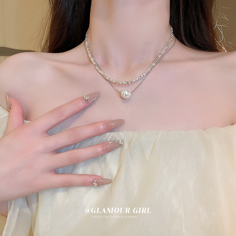 Colliers de clavicule simples de mode de luxe abordable de perle de Sier pour femmes