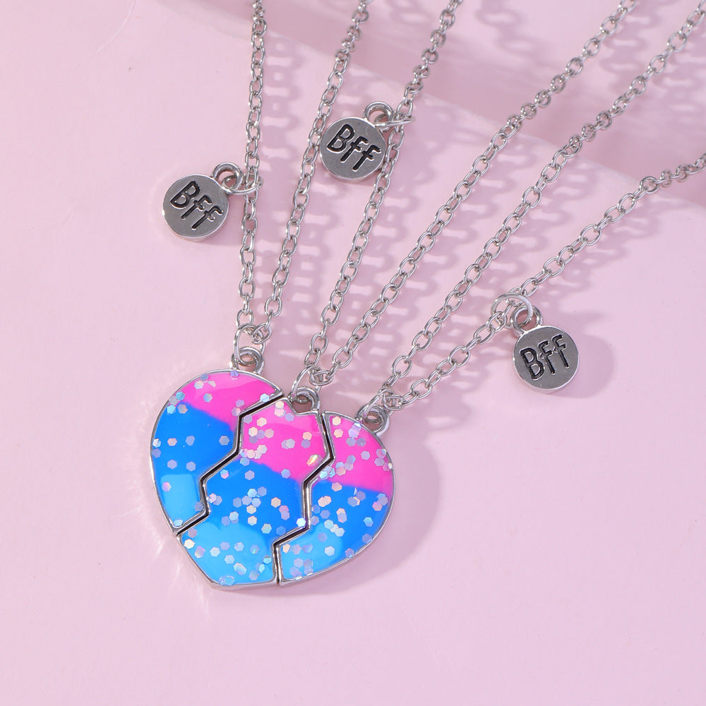 Children's Good Friend Love Gradient Color Pendants Necklaces