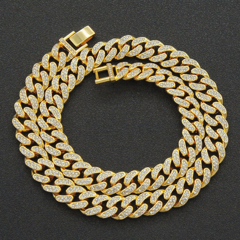 Colliers de chaîne à maillons cubains pleins de diamants Hip Hop pour hommes