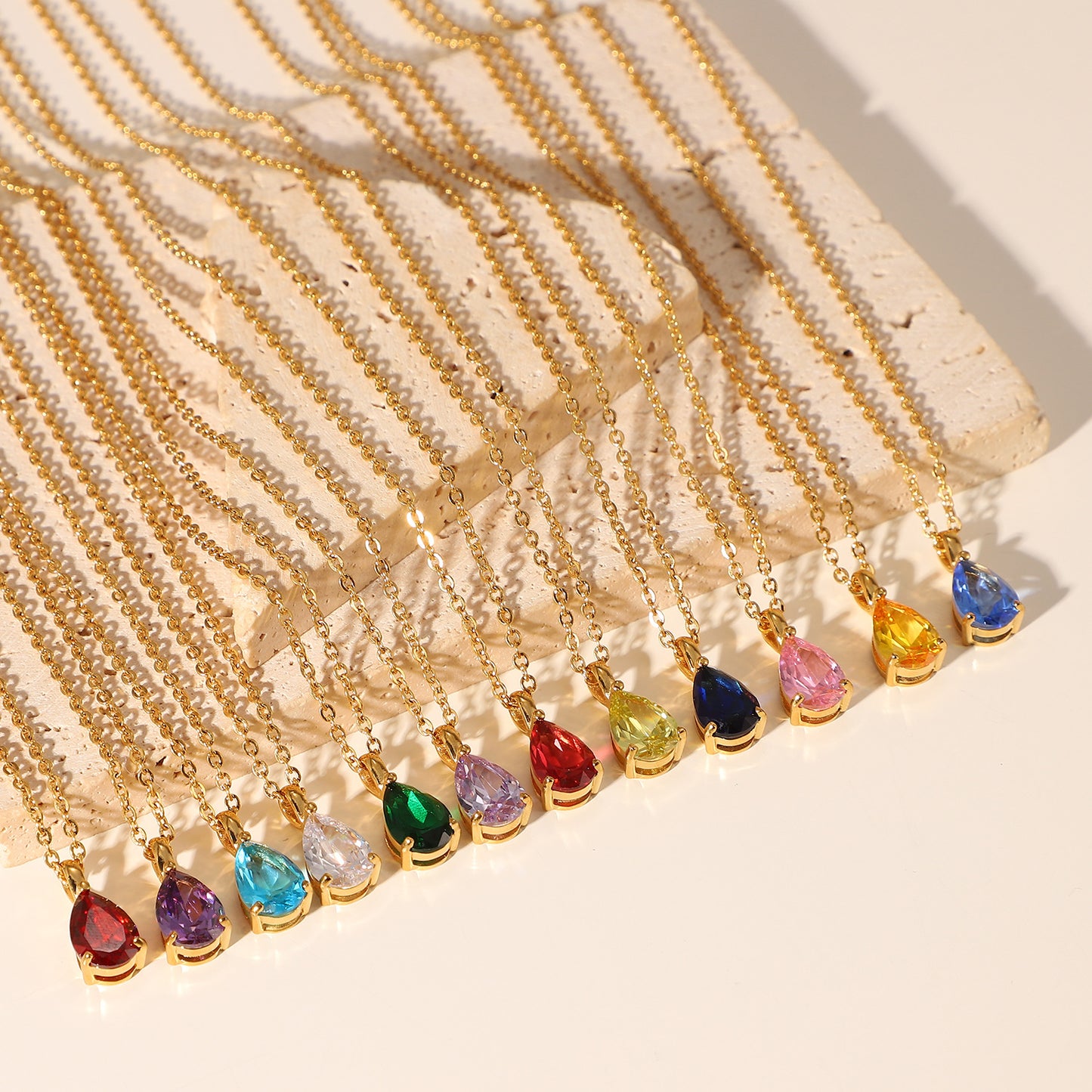 Gold Plated December Zircon Stainless Steel Necklaces
