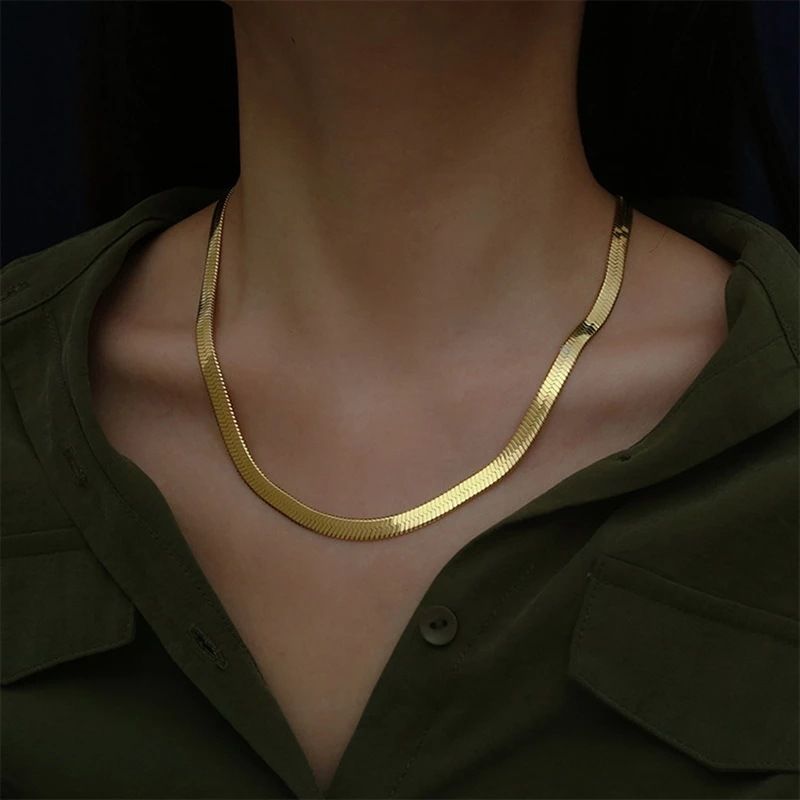 Women's & Men's Fine Jewelry Gold Plated Blade And Flat Necklaces