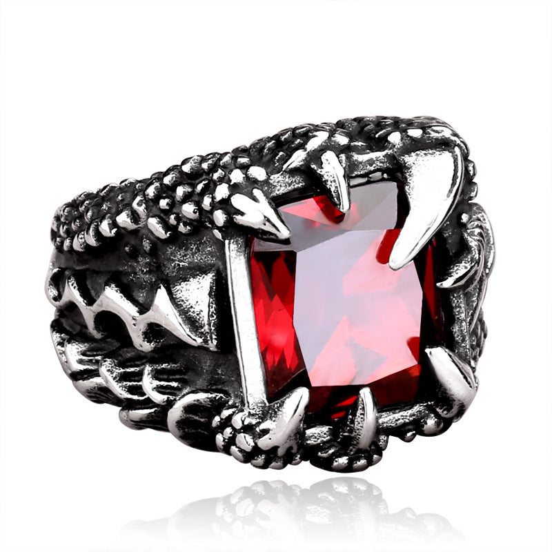 Men's Retro Ornament Titanium Steel Zircon Domineering Personalized Rings