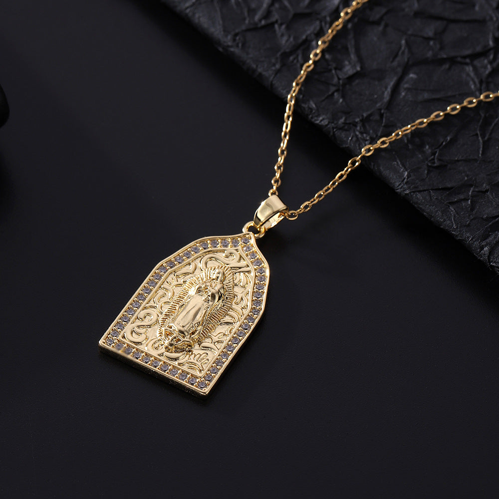Ornament Vintage Virgin Mary Micro Pendant Necklaces