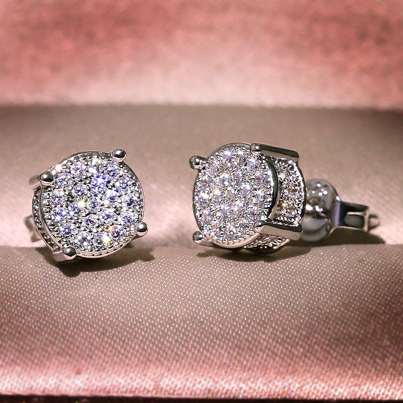 Round Micro Rhinestone Simple Fashion Ear Earrings
