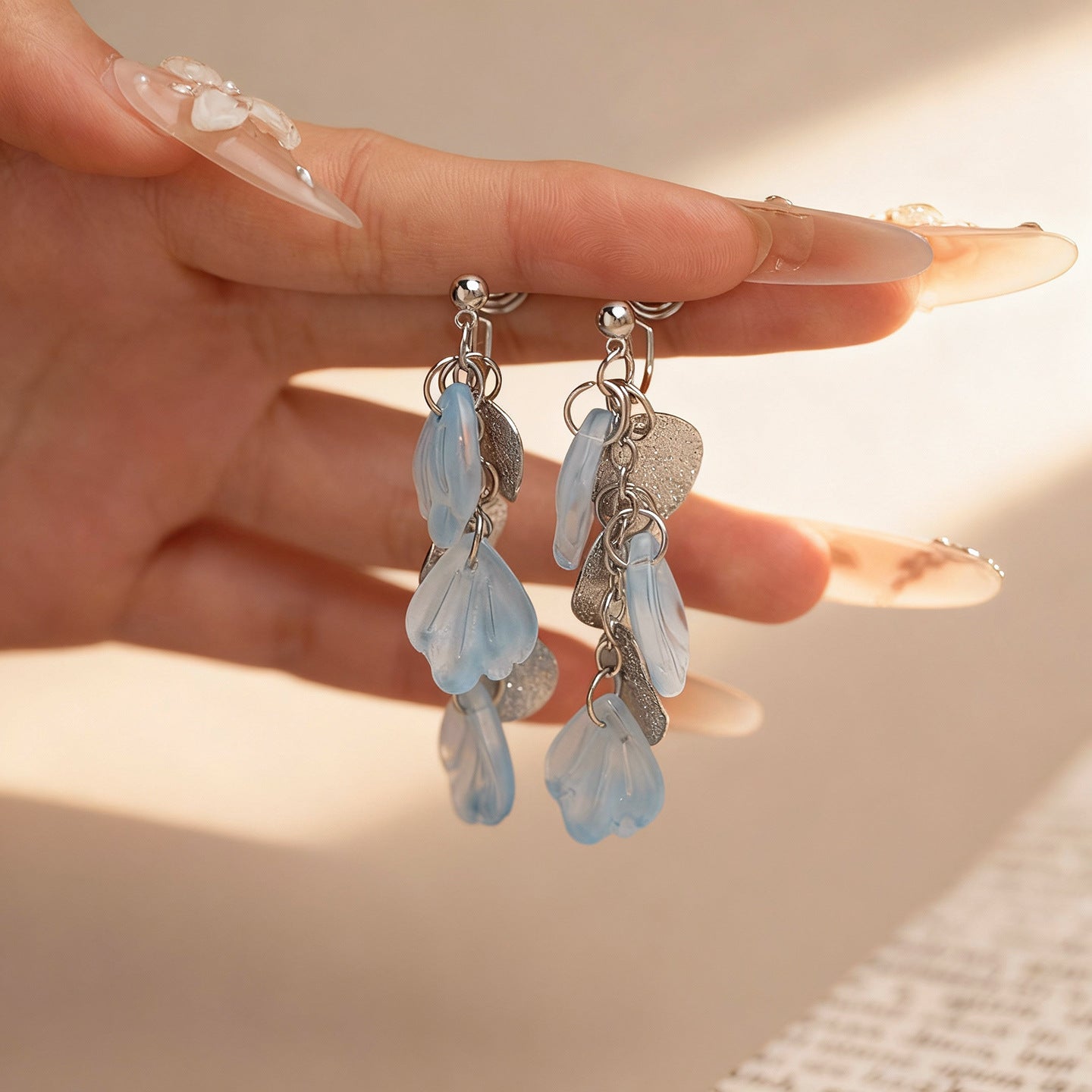 Blue Petals Without Pierced Ears Mosquito Coil Gentle Summer Vacation Rings