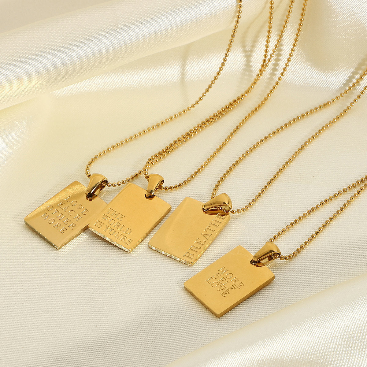 Women's Gold Stainless Steel Text For Fashion Necklaces