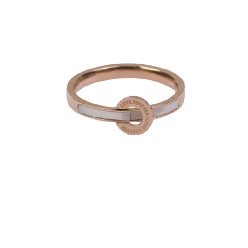 Women's Luxury French Rose Gold Letters Titanium Steel Washable Rings