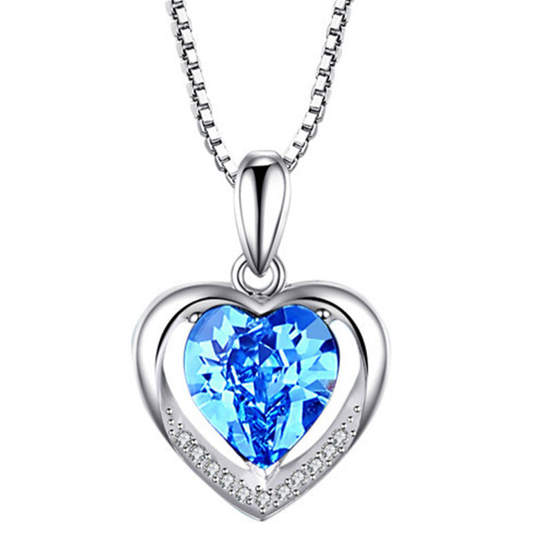 Damen-Diamant-Ozean-Herz-modische kleine frische Schlüsselbein-Halsketten