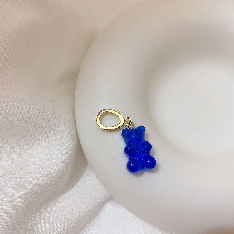 Colliers féminins avec pendentif Smiley en métal ours transparent