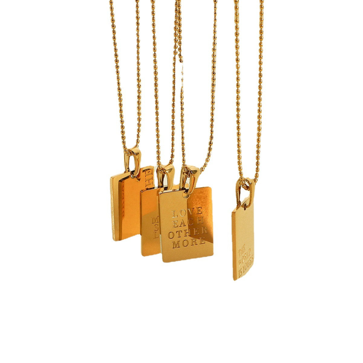 Women's Gold Stainless Steel Text For Fashion Necklaces