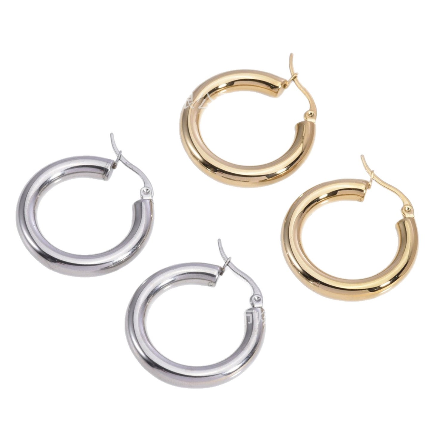 Mm Thick Stainless Steel Hollow Tube Round Coil Earrings
