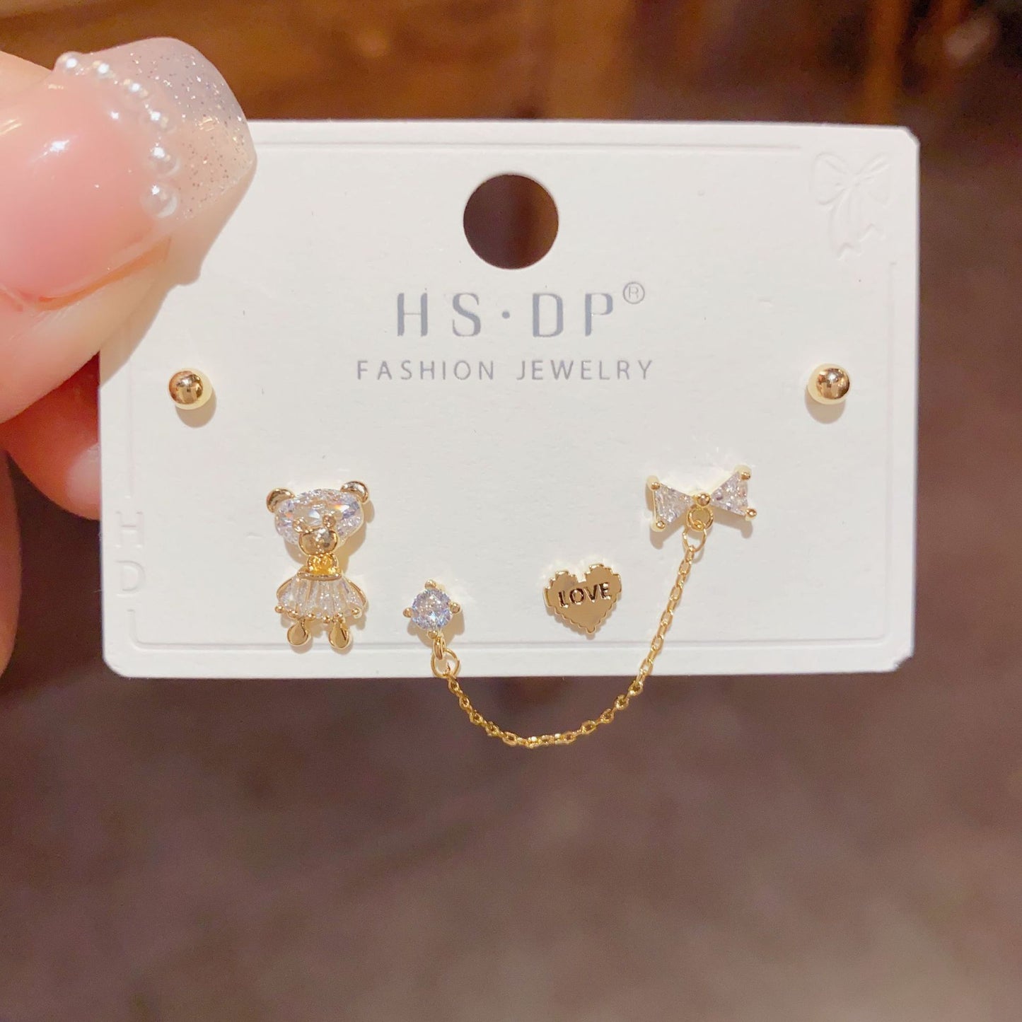 And Fashionable Sier Needle Small Personality Combination Suit Earrings