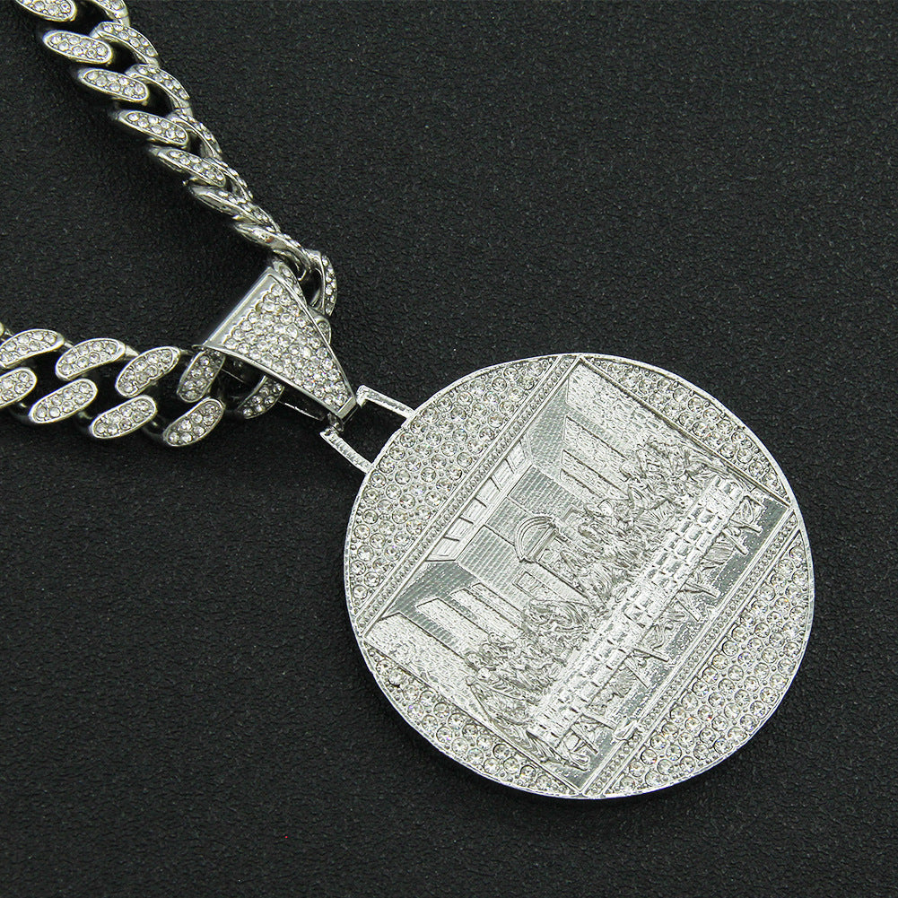 Grand pendentif rond pour hommes, colliers cubains Cool et dominateurs, tendance, Punk