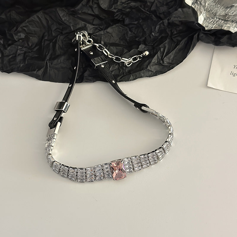 Sier Shiny Gem Fashion Female Clavicle Necklaces